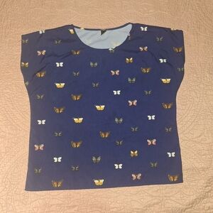 Shein| WOMEN'S BUTTERFLY PRINT BLUE TOP SIZE M